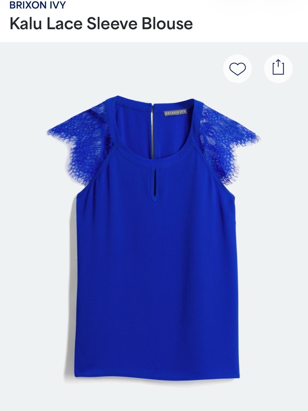 Brixon Ivy Royal Blue Lace Cap-Sleeve Camisole